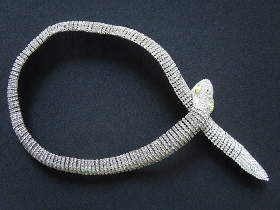 Dazzling Silver Tone W/ Sparkling Rhinestone Snak… - image 9