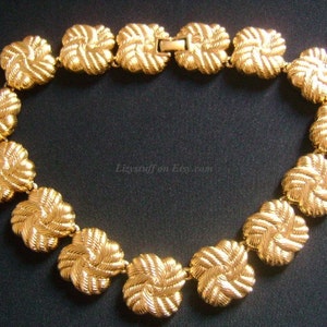 Vtg NINA RICCI Fabulous Textured Gold Plated Lucky Shamrock Flowers Design Classic Bold Panel Choker Necklace Find Designer Vintage on Etsy