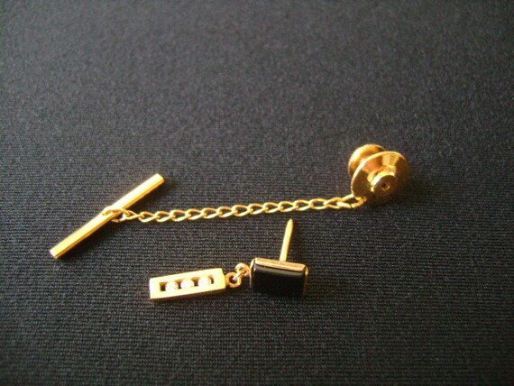 ANSON Gold Plated With Rectangular Cut Black Onyx… - image 9