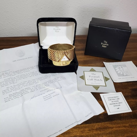 THE FRANKLIN MINT ゴールド ブラック ブレスレットウォッチ THE FRANKLIN MINT ゴールド ブラック ブレスレットウォッチ THE