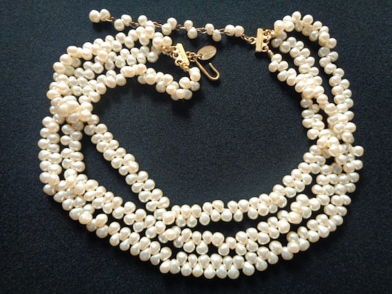 Three Strand Torsade Cultured Freshwater Pearl Necklace Sterling Silver Adjustable Length Three Strand Torsade Cultured Freshwater Pearl Necklace Sterling Silver Adjustable Length