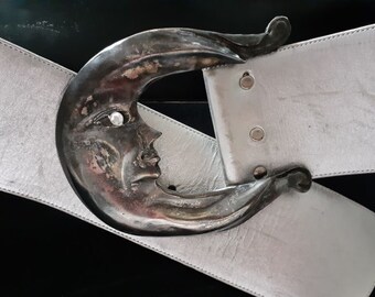 1980s LALOON Exclusive Design Silver Pewter Tone Metal Clear
