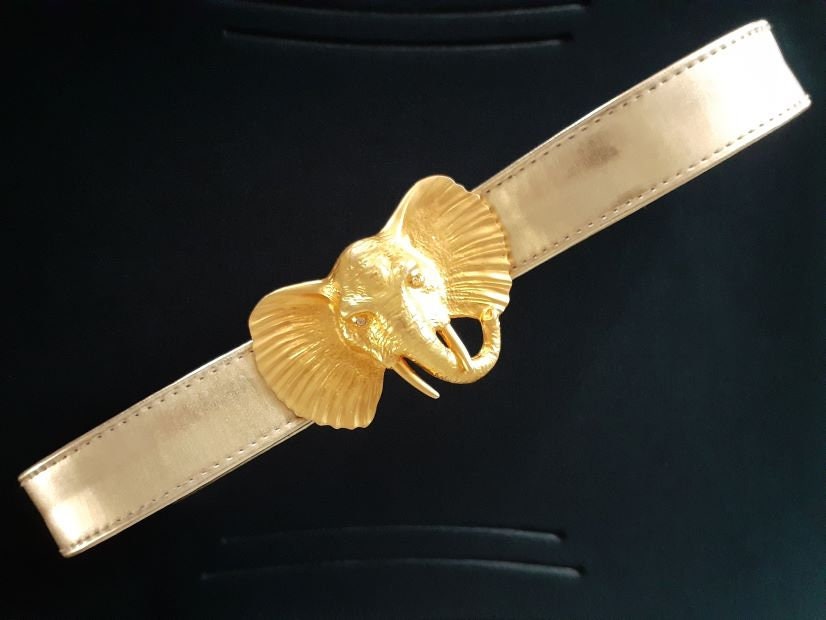 Vtg Doreen Ryan 1994 Gold Tone Elephant Head Belt Buckle 5\