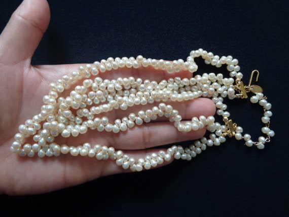 Nice LES BERNARD Multi 3 Strand Rice Pearls Torsa… - image 8