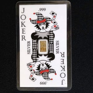 限定版 ジョーカー ポーカーカード 1枚 .999 純銀地金バー Ag 2.5 グレイン ゲーム カジノ ギャンブル 男性 父の日ギフト