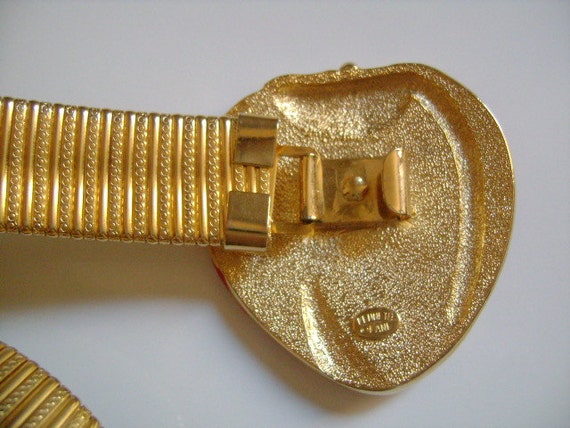Vintage KJL Kenneth Lane Gold Tone Stretch Belt Rhinestone Black Art Deco Clasp Kenneth Lane Belt - Etsy main image 2