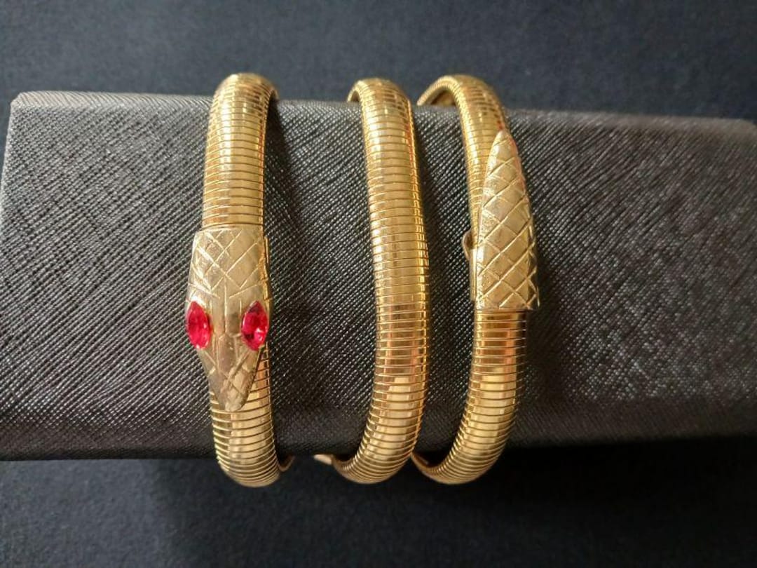 Vintage Polished Yellow Gold Tone Omega Chain Serpent Snake  display picture 2
