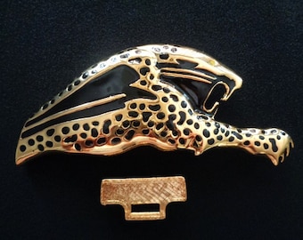 Rare Leopard Jaguar Wildcat Panther Belt Buckle Gold Tone Rhinestones Green Eye Vintage Large Leopard or Panther - Etsy main image 4