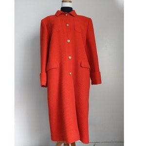 90 VALENTINO Made in Italy Red Hot Tomato Color Wool Military Style Trench Coat Winter Jacket Size 42 M L Women&#39;s High End Designer Clothing