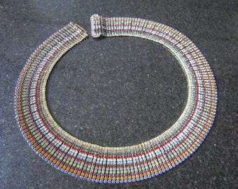 SÄLLSYNT Vintage KANDELL & MARCUS New York Spectacular Smycken Accessoar Bländande Diamante 12 Rader Flerfärgade Kristall Strass Bälte 31"L