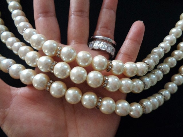 FRANKLIN MINT Shakira Caine Pearlessence 3-strand Luminous Faux