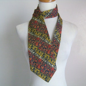 Rare LANVIN ST Saint Honore Paris Ancient Egyptian Hieroglyphics Symbols Pattern Golden Red Navy Blue White Silk NeckTie Designer Men's Tie