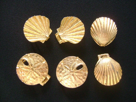 Mimi Di N 3 Piece Lot Accessories Buckles Collection Ocean Beach Under The Sea Seashell Shells Sand Dollar Goldtone Buckle For 1/2"Wide Belt