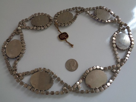 Vintage Rhinestone Belt Clear Stones Adjustable Fit Costume Jewelry Vintage Belt Faceted Rhinestones Black And Clear Stones  main image 3