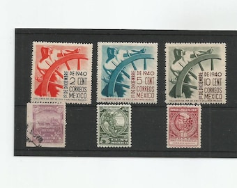 Mexico Stamp Collection 6 Stamps Used SC 284 and MH 698 699 and MH 764 to 766 comes with Stock Card in Scans