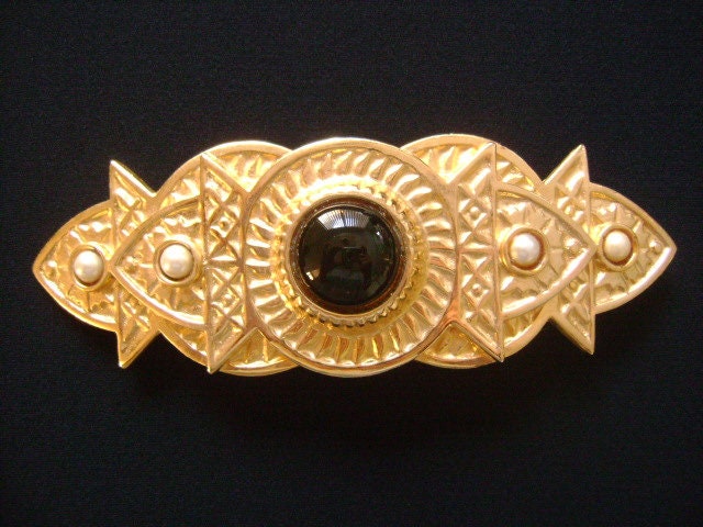 ACCESSOCRAFT NYC Ornate Rich Golden Gold Tone Jeweled Faux 