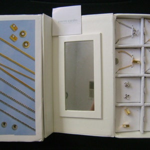 Designer PIERRE CARDIN Fashion Bijoux 8 Piece Stud Earrings and Pendants Necklaces Jewellery Sets Original Presentation Gift Box With Mirror