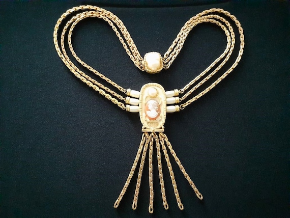 HATTIE CARNEGIE Jewelry Yellow Gold Tone Lady Fac… - image 1