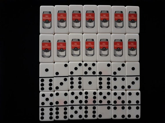 Rare Old Milwaukee Beer Red Black Can Designs Marblelike Dominoes