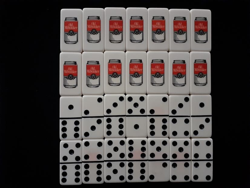 Rare Old Milwaukee Beer Red Black Can Designs Marblelike Dominoes