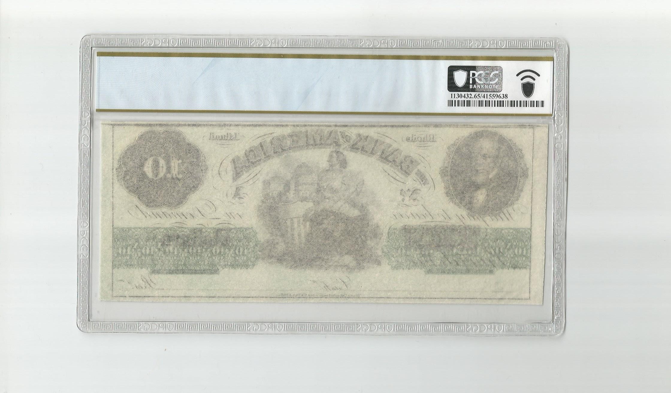 Antique 10 Dollar Bill Obsolete Currency Bank of America Remainder 1800s Graded PCGS 65 PPQ Gem