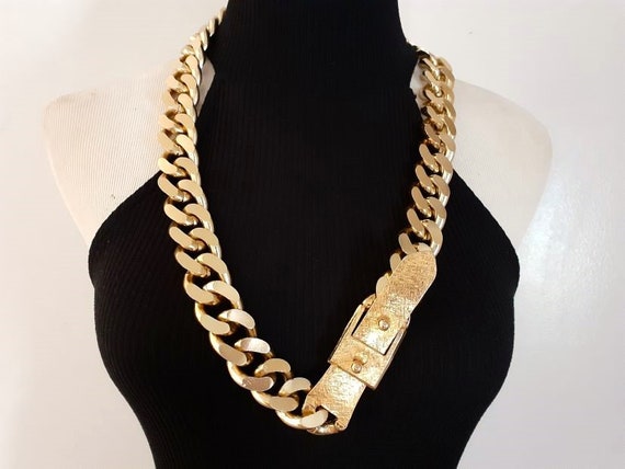 Fabulous Accessocraft NYC Yellow Gold Tone Jumbo Miami Curb  display picture 2