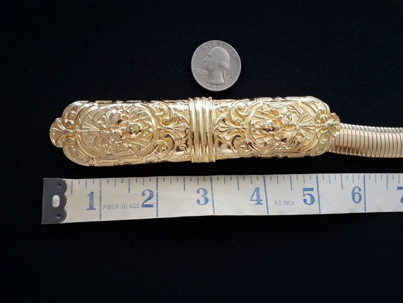 Accessocraft NYC Vintage Gold Tone Omega Chain Stretch Belt Size XS ACCESSOCRAFT NYC Fashion Accessories Ornate Gold Tone Metal  main image 4