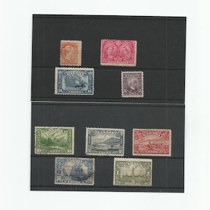 9 stamp Canada lot mini collection used and mint Including 1929 Sc#158 , 1873 SC # 37 Victoria, 1895 Sc # 53, 1927 #144 Canadian Map & more