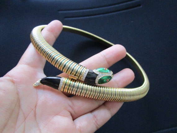 Yellow Gold Plated Tubogas Omega Chain Snake Coll… - image 8
