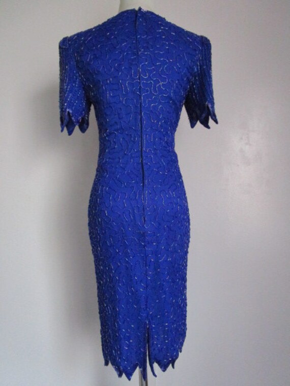 Stunning Vintage DENISE ELLE Royal Blue Silk Irid… - image 6