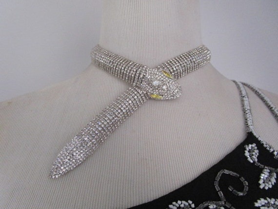 Dazzling Silver Tone W/ Sparkling Rhinestone Snak… - image 4