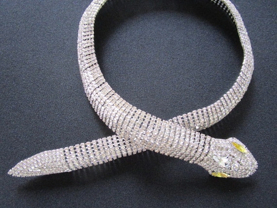 Dazzling Silver Tone W/ Sparkling Rhinestone Snak… - image 2