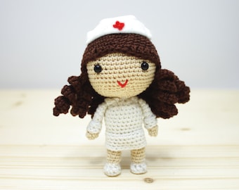 Amigurumi Crochet Nurse Doll Handmade  - MADE TO ORDER -