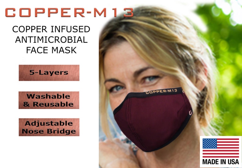 5 Layer Copper Infused Face Mask Reusable & Washable image 4