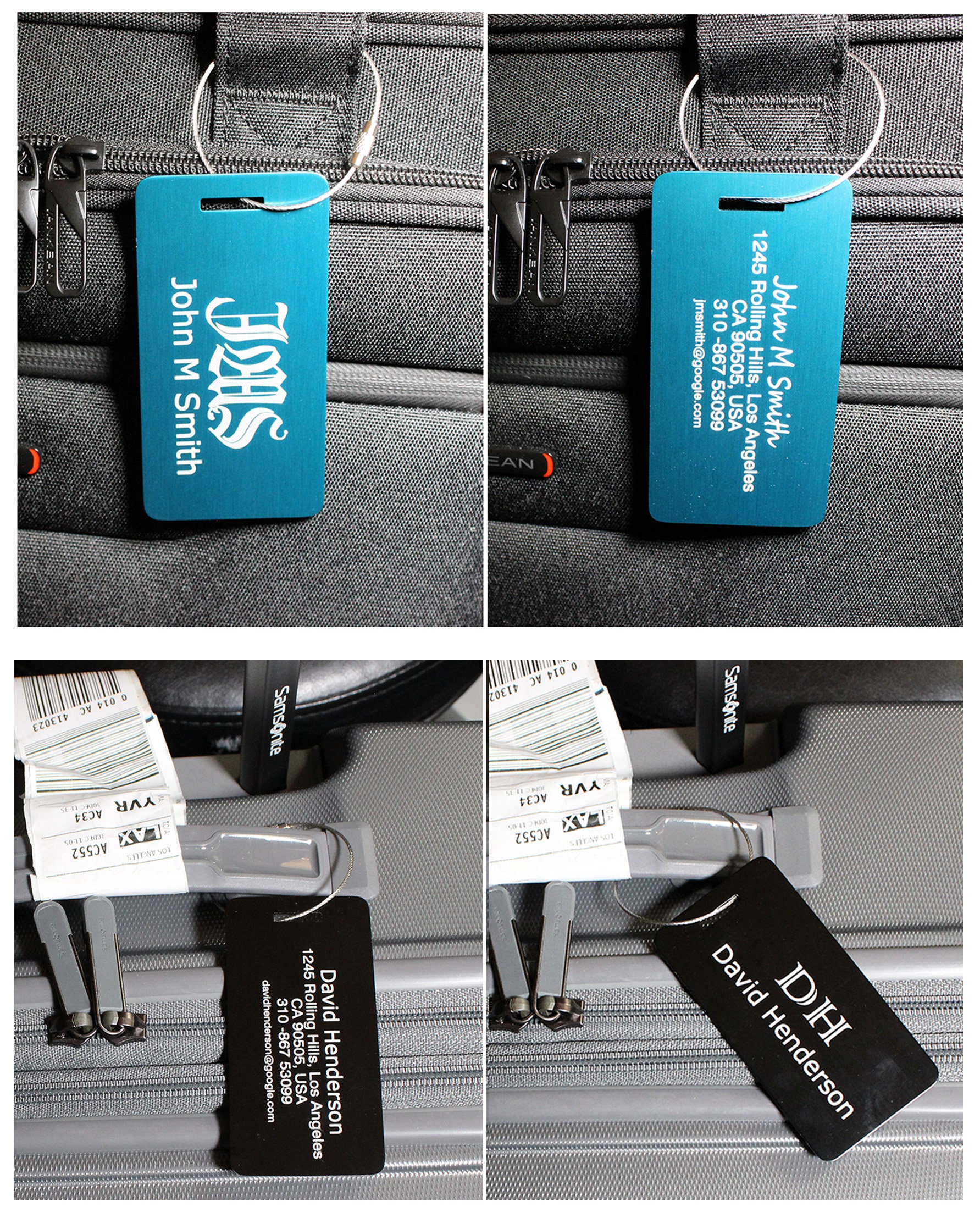 Personalized Metal Luggage Tags, Backpack Tags - Laser Engraving