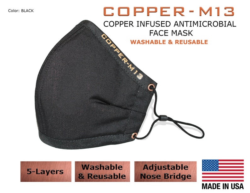 Máscara facial con infusión de cobre de 5 capas Reutilizable y lavable imagen 3