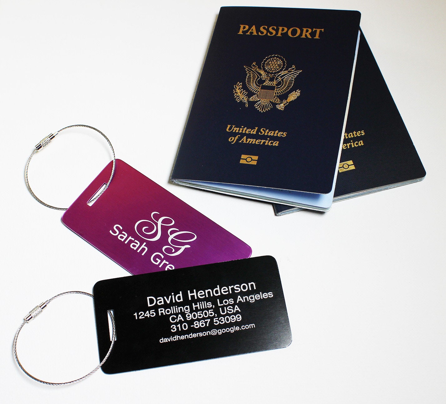 Personalized Metal Luggage Tags, Backpack Tags - Laser Engraving