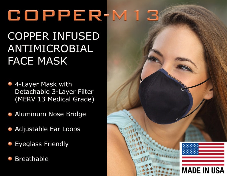Copper Infused Face Mask Reusable & Washable COPPER M13 Etsy