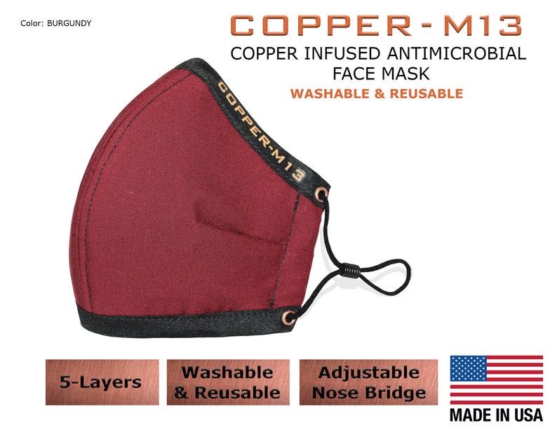 5 Layer Copper Infused Face Mask Reusable & Washable image 5