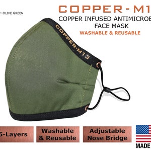 Máscara facial con infusión de cobre de 5 capas Reutilizable y lavable imagen 8