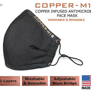 Masque facial infusé de cuivre à 5 couches Réutilisable et lavable image 1