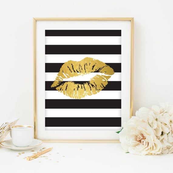 black white and gold print printable art dorm room decoration
