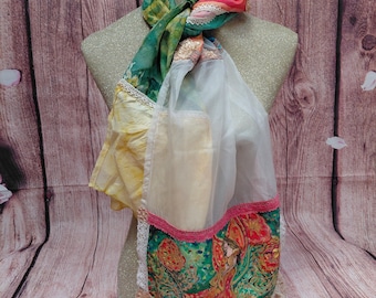Fairy painting a butterfly- hand-painted scarf, kimono silk