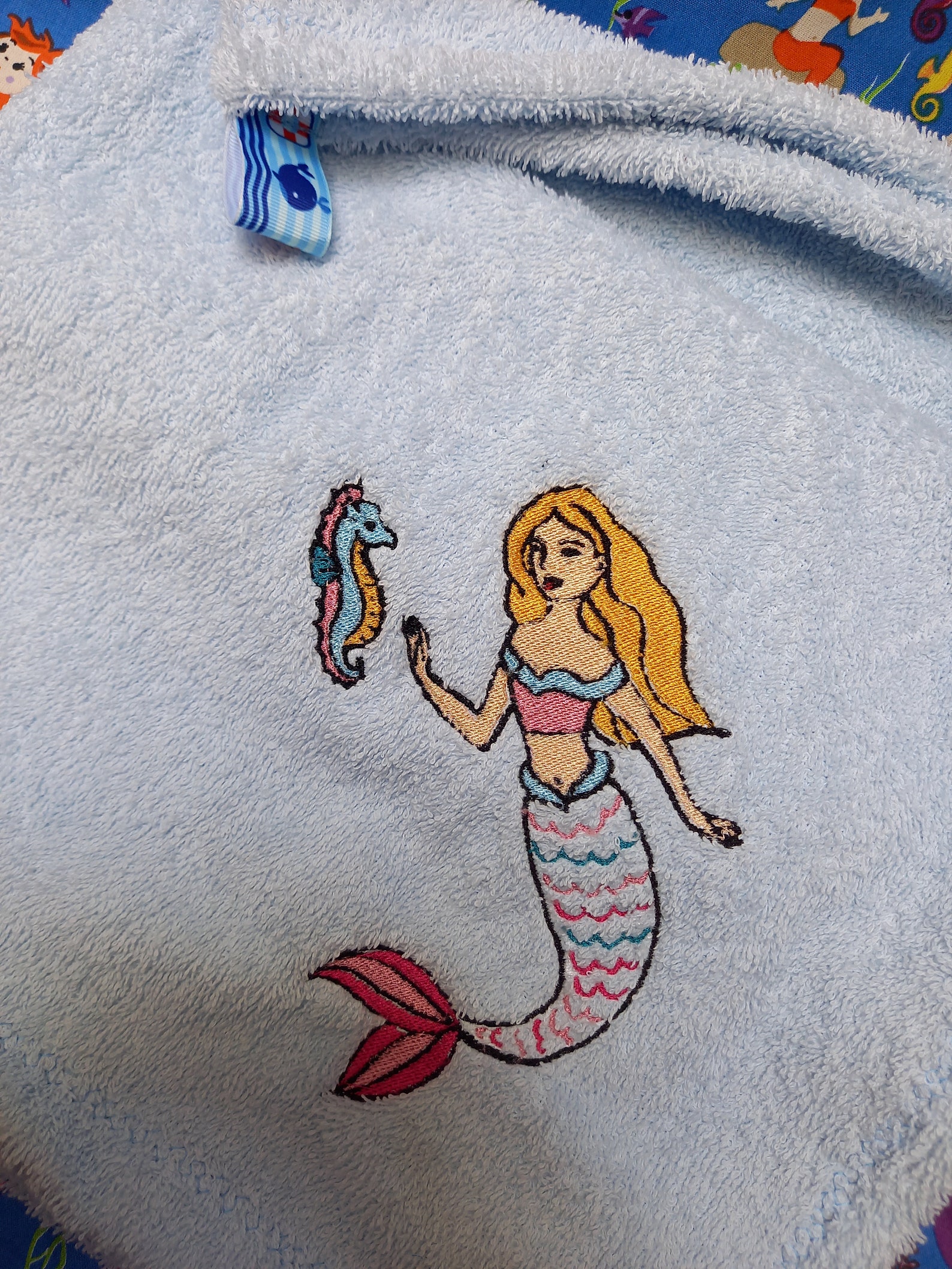 Mermaid towel UK Handmade Blue color baby/ toddler/kids Etsy