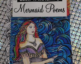 Mermaid Poems, Colouring book, original hand-drawn,hardcover UK