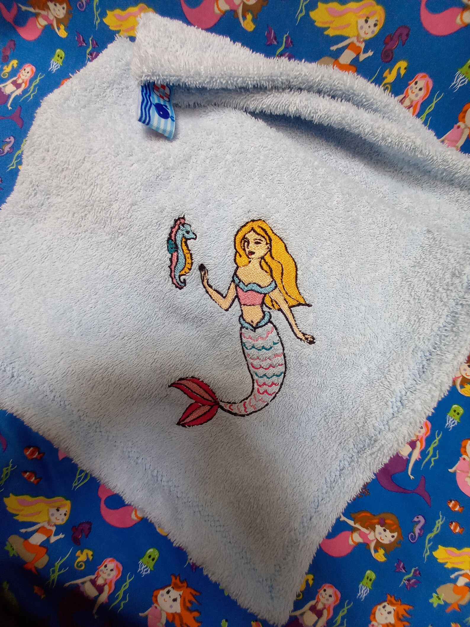 Mermaid towel UK Handmade Blue color baby/ toddler/kids Etsy