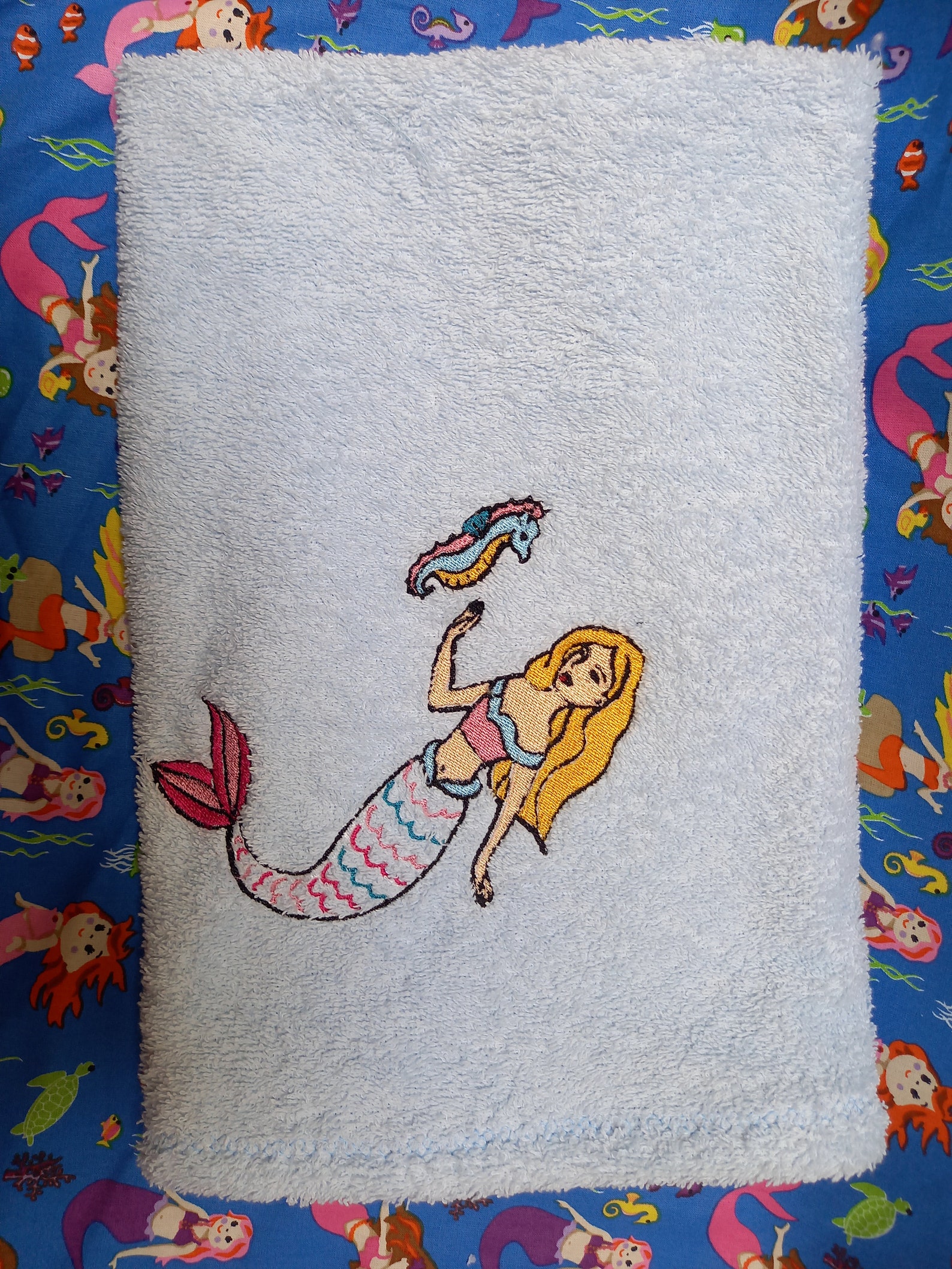 Mermaid towel UK Handmade Blue color baby/ toddler/kids Etsy