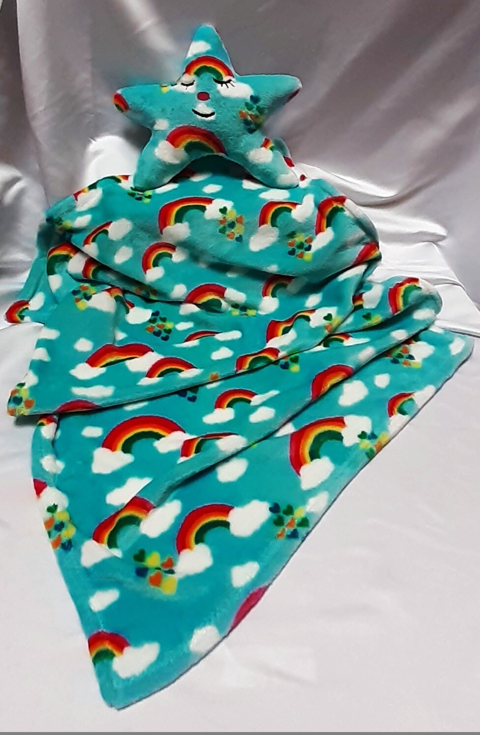 Rainbow blanket UK baby/toddler/kids size blue rainbow cuddle Etsy