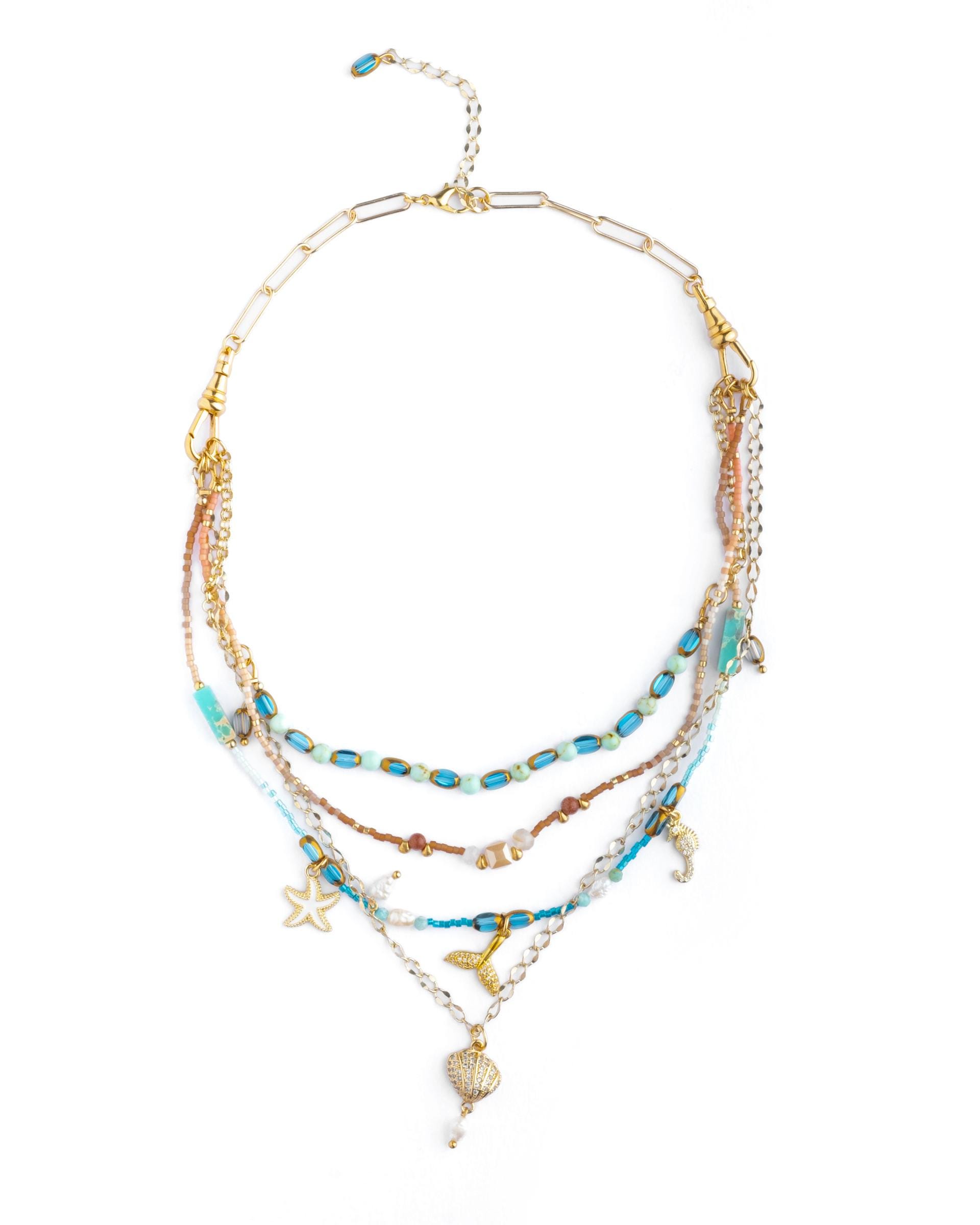 ネックレス・チョーカー BASSCLEF beaded beaded layered necklace Beaded Interchangeable Necklace Layering Set/4 - Etsy