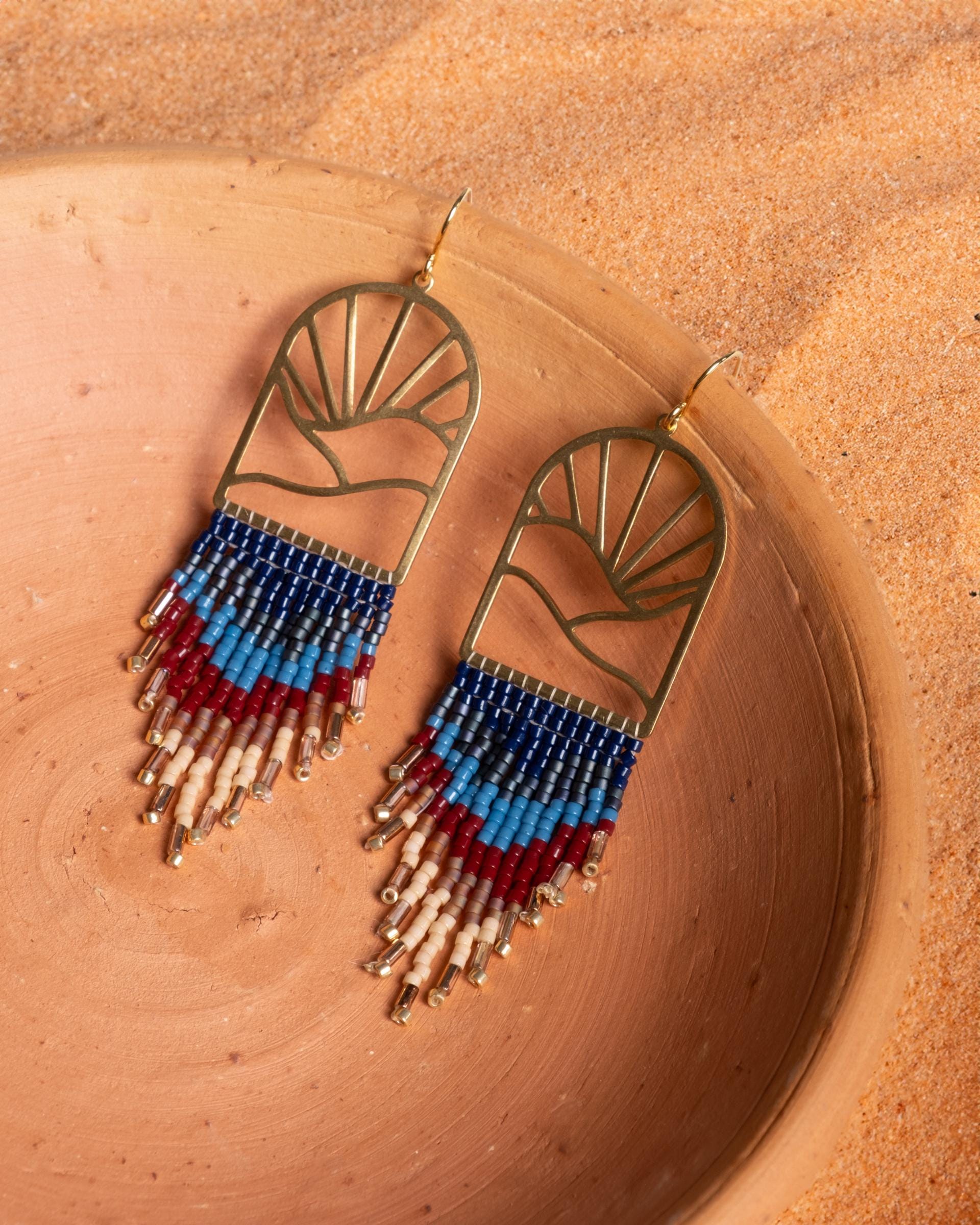 • SEDONA• beaded fringe dangle earrings